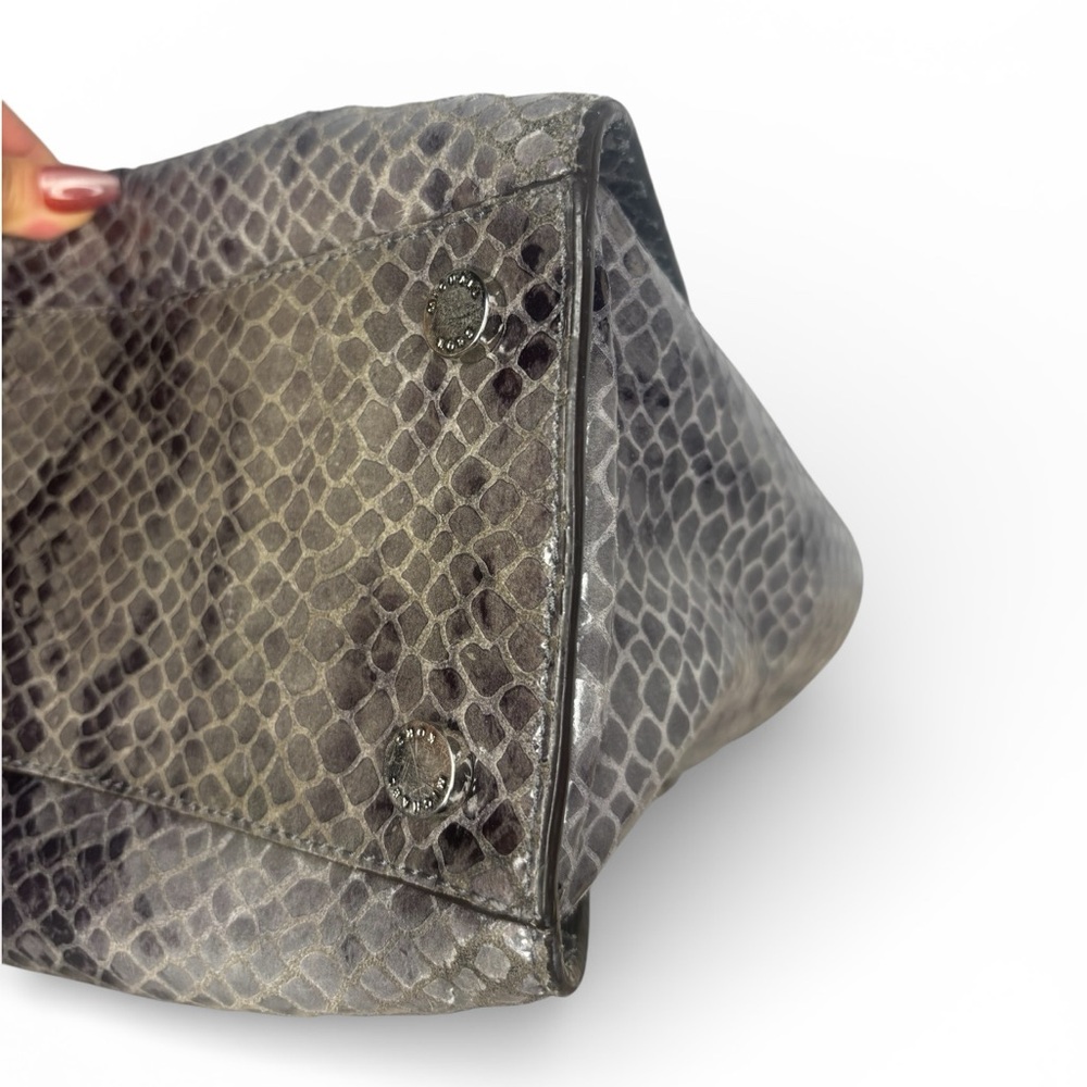 Michael Kors Selma Snake Embossed Leather Dark Slate Satchel bag and wallet set - Picture 5 of 11